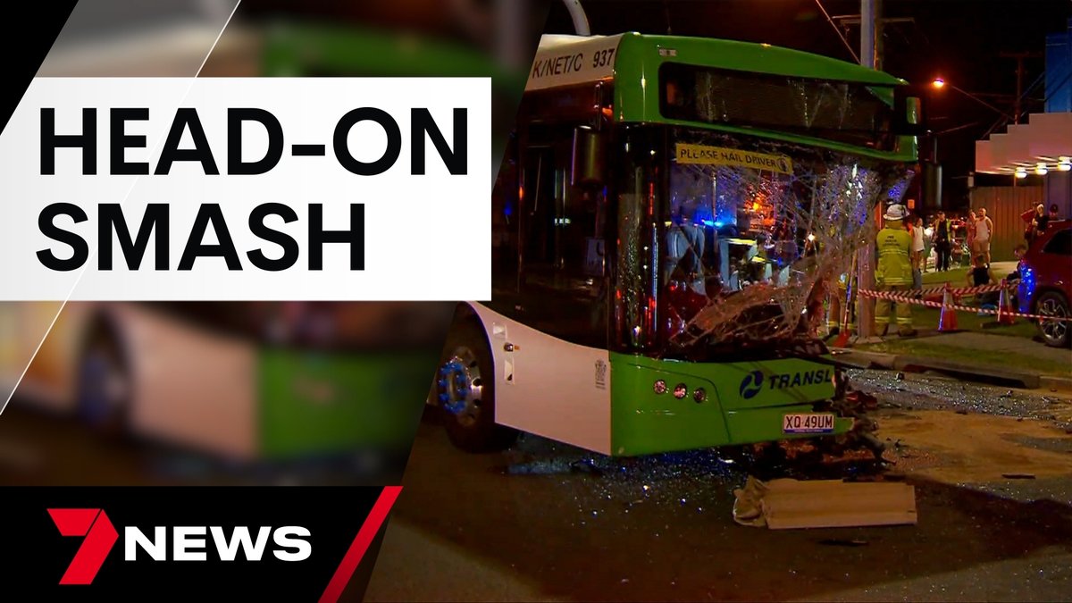 Several people have been injured in a shocking crash between a bus and a jeep on the Gold Coast. Security video shows the car travelling at high speed the wrong way. Emergency services were amazed no one was killed. youtu.be/WM0MiZpahug <a href="/SamPayne50/">Sam Payne</a> <a href="/garthburley1/">Garth Burley</a> #7NEWS