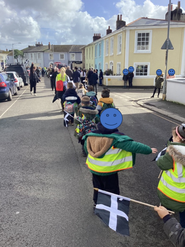 Reception were thrilled to walk in the St Piran's Day parade yesterday! They have been learning about Cornwall as part of their Big Wide World topic, as well as how people celebrate special times!