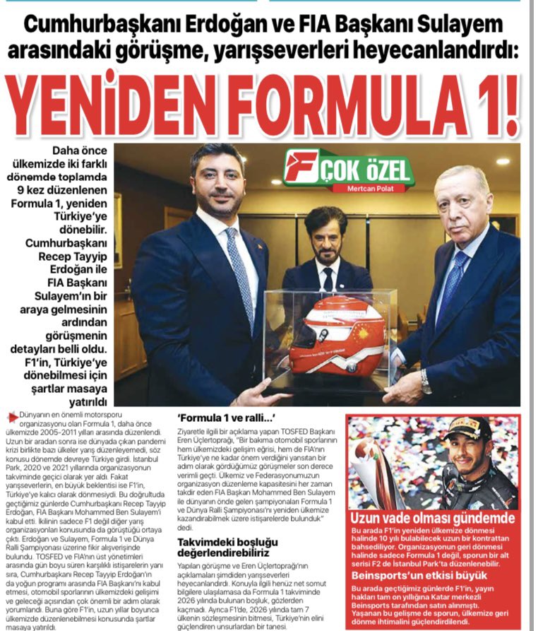 mertcanpolat_'s tweet photo. Formula 1’in ülkemize dönme ihtimalini ve son gelişmeleri yazdım. Yarın ise olası sözleşmenin detaylarına ilişkin kimsenin bilmediği detaylara @fanatikcomtr ���den ulaşabilirsiniz. https://t.co/e0CzXMawjn