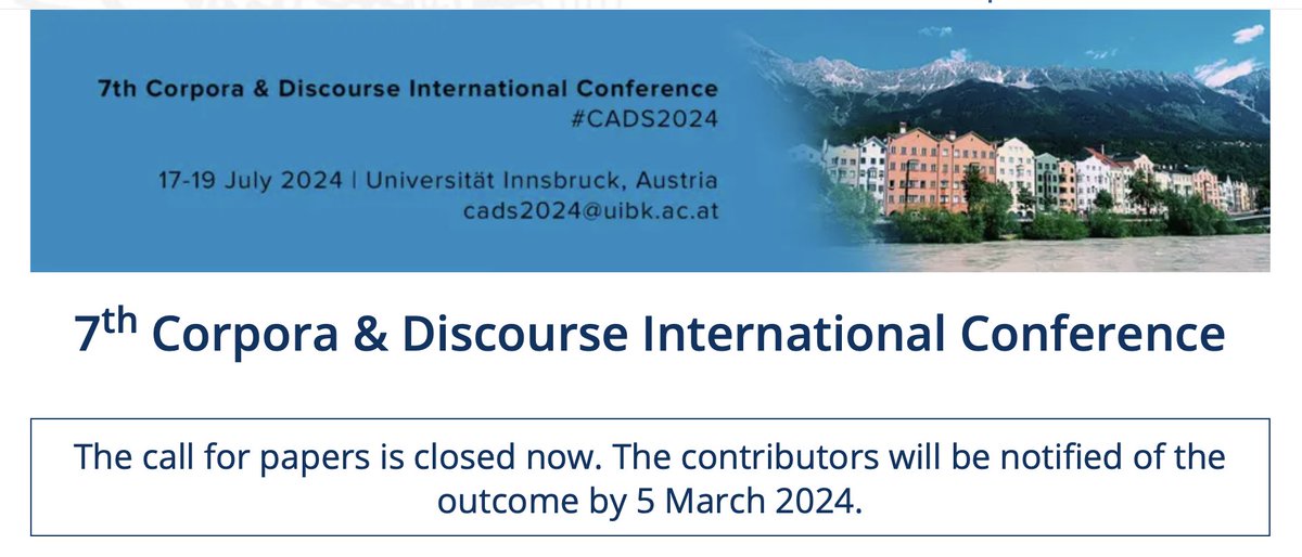 Very happy to share that the abstract Luisa Troncone @_cabinsix_ and I submitted on code-switching in online discourse has been accepted for the #CADS2024 conference in Innsbruck (17-19 July)! 🌐🗣️💻 #CodeSwitching #CodeMixing #OnlineCommunication uibk.ac.at/congress/cads2…
