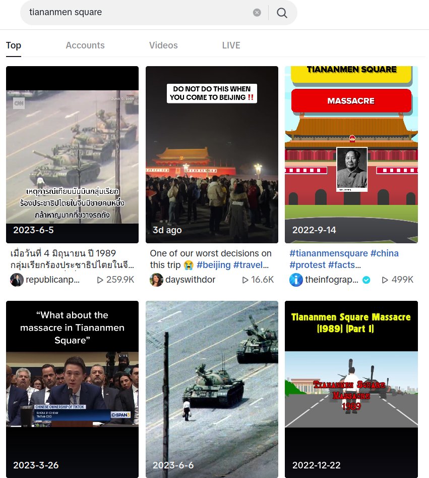 BTW what's up with this Tiananmen reference by the Noah microinfluencer? I am not a big user of TikTok, but a quick search brings them up. What's the deal? Just Noah?