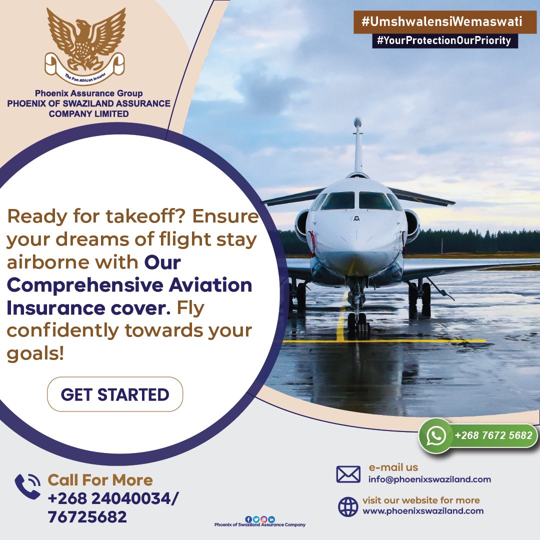 🚀 Ready for takeoff? Ensure your dreams of flight stay airborne with our comprehensive aviation insurance cover. Fly confidently towards your goals! #DreamsInFlight #AviationInsurance

Talk to us today - WhatsApp: +268 7672 5682 - Call: +268 2404 0034 #UmshwalensiWemaswati