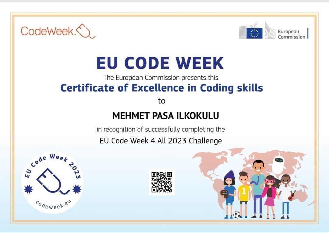 vezirkoprumem's tweet image. “EU Code Week 4 All” yarışması için Mehmet Paşa İlkokulu’nda yapılan kodlama çalışmaları sonunda “Kodlama Becerileri İçin Mükemmellik Sertifikasını” Mehmet Paşa İlkokulu adına almışlar.
Emeği geçen öğretmen ve yöneticilere teşekkür ederiz.
#codeweek