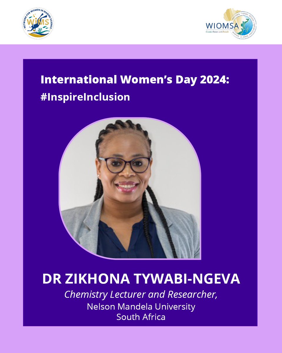 Day 3 of the WiMS Women in Ocean Science feature! Meet Dr. Zikhona Tywabi-Ngeva, a distinguished figure in physical chemistry and material science. Her extensive publication record in top-tier journals underscores her significant scientific contributions.