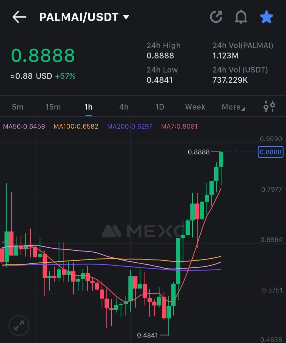 Cryptarr's tweet image. #AI coins bouncing hard! I mean look at this $PALM chart smashing its ATH. $PAAL and $FET also just  broke ATH today.