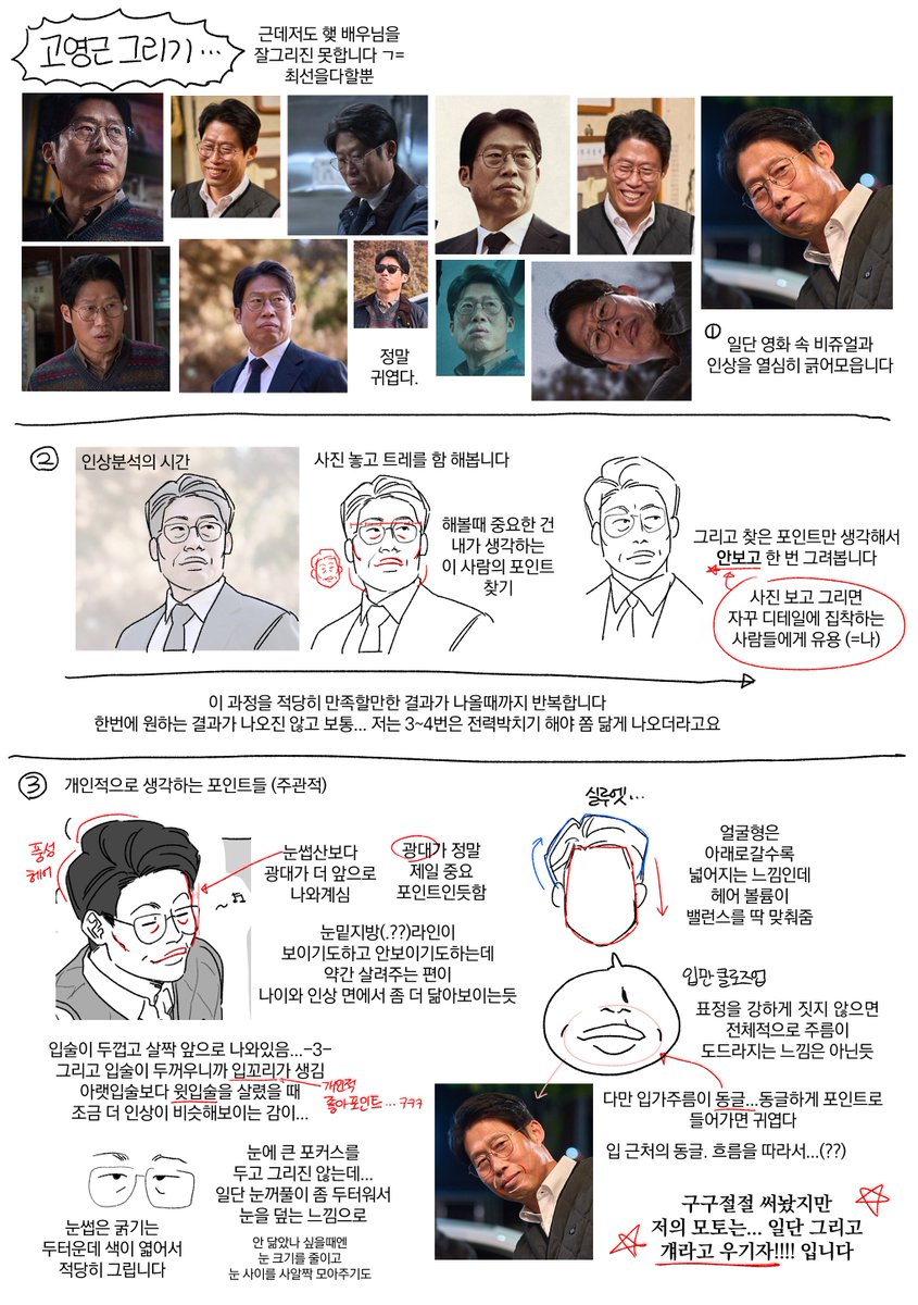 매우 주관적인 고영근그리기 (ㅈㅅ합니다 사실 안닮았는데 걍 우김)