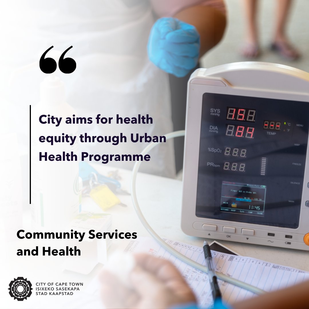The Urban Health Programme and Monitoring Initiative, aims to inform relevant policies, programmes and projects going forward, and so positively influence health outcomes for communities.

See: bit.ly/3Iohj9t

#CTNews #CommunityServicesandHealth
