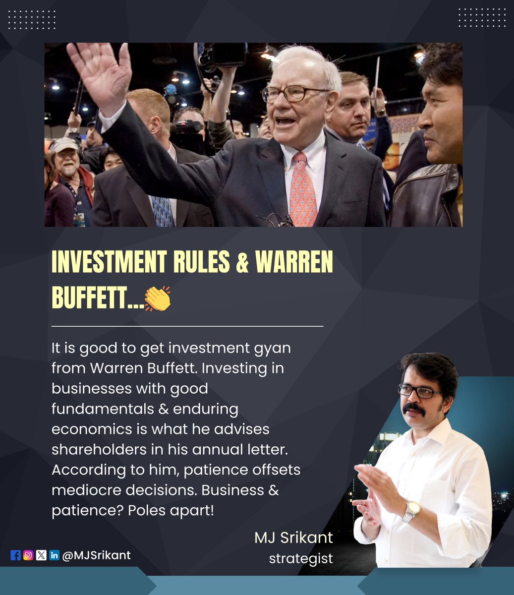 mjspr's tweet image. Investment Rules &amp;amp; Warren Buffett...👏

#InvestmentRules #WarrenBuffett #GoodFundamentals #EnduringEconomics #PatiencePays #BusinessWisdom