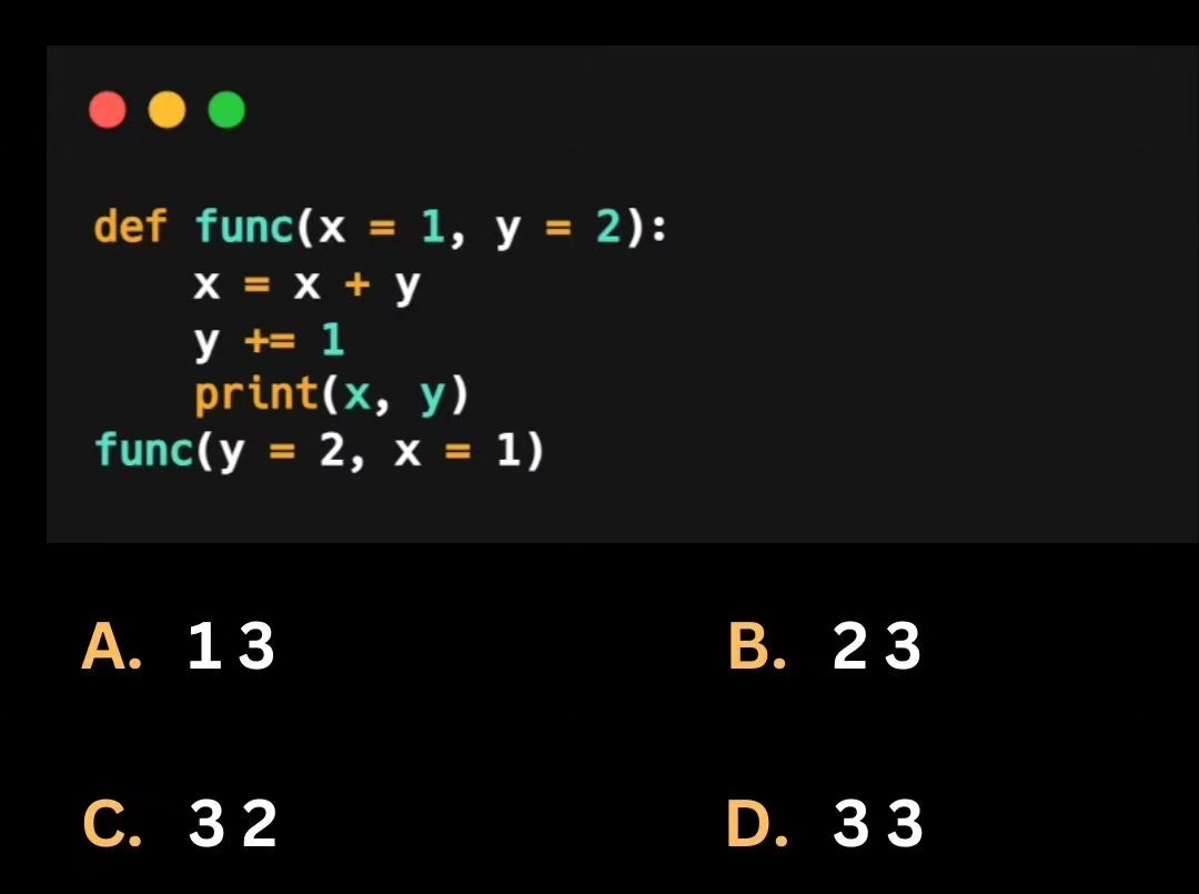 Nishit026's tweet image. Python Quiz:
What will be the output of this code?
#pythonprogramming 
#Coding 
#programmingquiz