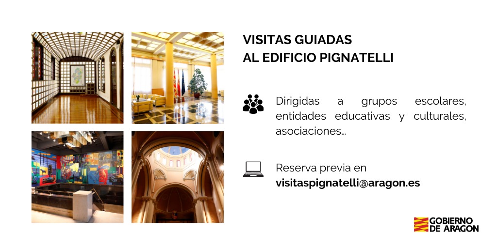 🏛️ Visitas guiadas al edificio Pignatelli:

🗓️ De lunes a viernes.
🕒 Horario de mañana.
🧑‍🤝‍🧑 Grupos de hasta 25 personas.
ℹ️ Toda la información y reservas a través del mail: visitaspignatelli@aragon.es

Conoce la historia del edificio‼️