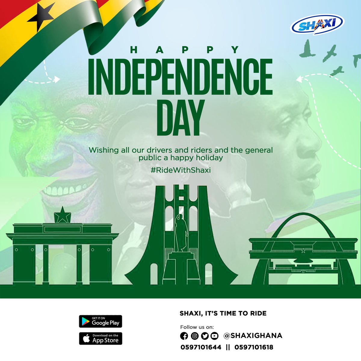 Cheers to 67 years of independence, Ghana! Let’s make every ride count with Shaxi! It’s Independence Day, Ghana! Jump aboard #shaxi it’s time to ride ✌️👍