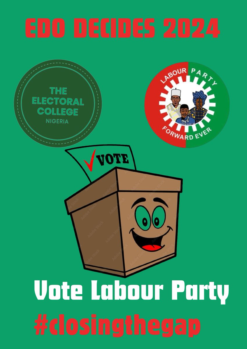 AUyore's tweet photo. The @electoralcollng holds her cohort XIII pseudo guber elections for Edo state 2024.
Again Labour party is in the race to close the gap of inequality.
Watch out for us.
#closingthegap https://t.co/vC1dtxPHhV