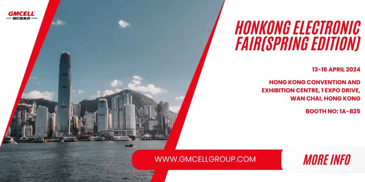 Sincerely invite you to participate in the HonKong Electronic Fair (Spring Edition)
Time: 13-16 April 2024
✨Booth No:1a-b25
📍Hong Kong Convention and Exhibition Centre, 1 Expo Drive,wan Chai, Hong Kong
#hongkongelectronicfair #tradeshow #GMCell #electronicproducts #electronics