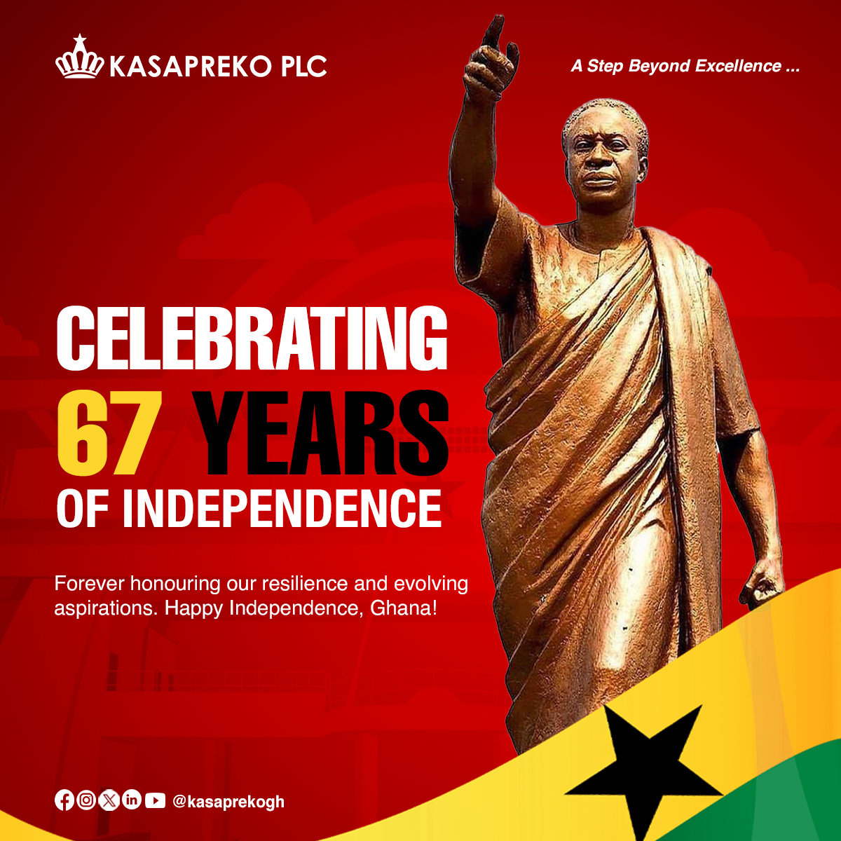 Happy Independence Day, Ghana! Celebrating 67 years of resilience, unity, and progress. Let's Raise The Flag of Ghana & toast to a brighter future ahead! #ghana #heritagemonth #IndependenceDay #kasapreko #GhanaNews #success #freedom