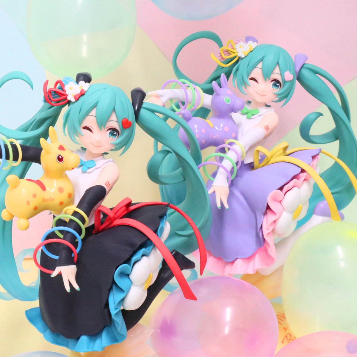 並ぶとより可愛い💚💛 #初音ミク × #RODY フィギュアの #タイクレ 限定