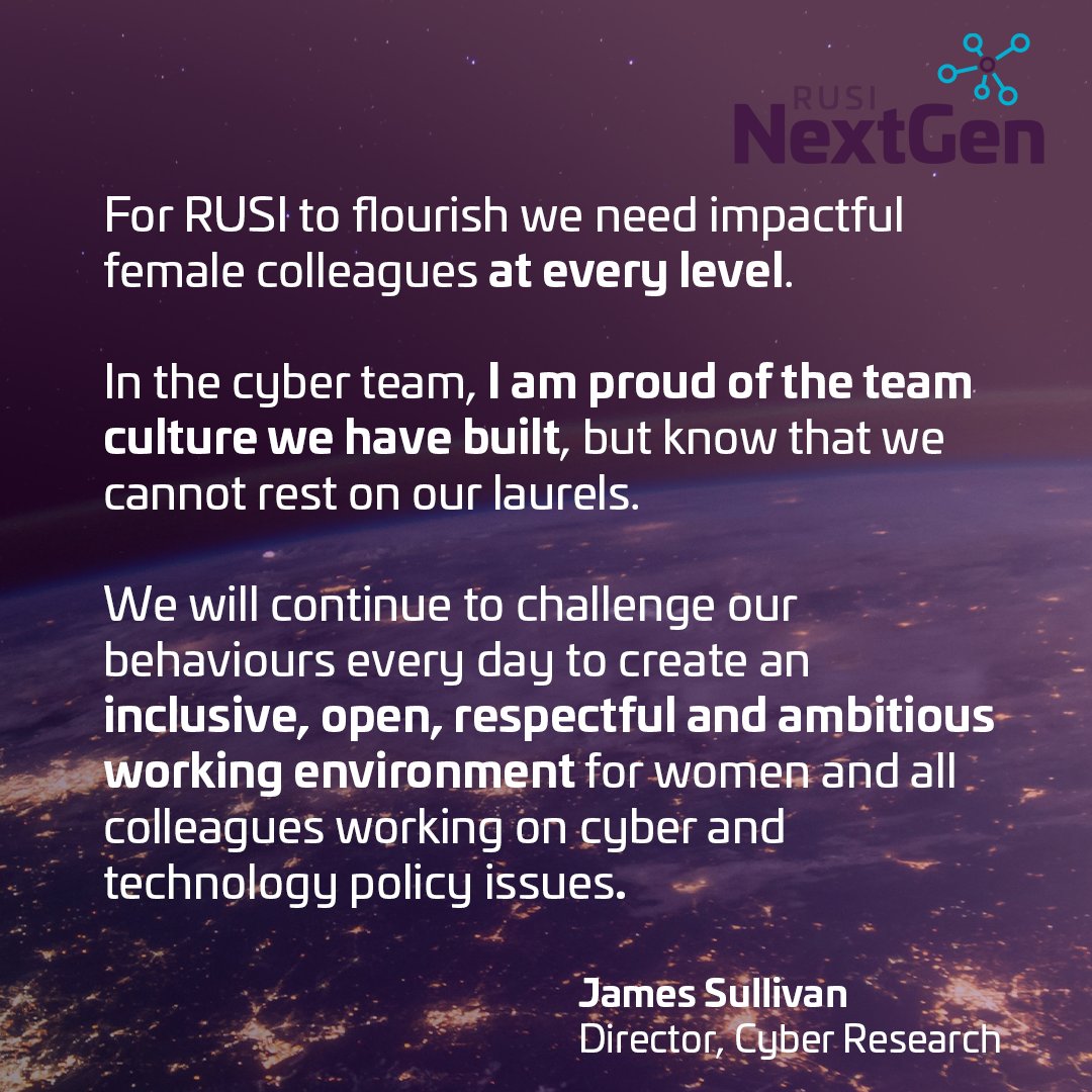 In celebration of Women's History Month and International Women's Day, we asked our colleagues at @RUSI_org to reflect on the role of women at RUSI and in the sector Thanks to @MrJamesSullivan for your thoughts on the key role we all play in making every workplace inclusive