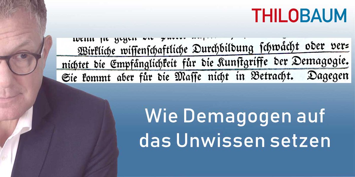 #Desinformation und #Fakenews erklärt bereits ein Buch von 1905: Wahrheit und Wissenschaft sind hinderlich, es geht ums plumpe Lügen. Dass eine gebildete Minderheit das Spiel durchschaut, spielt dabei keine Rolle. Podcast. #Querdenker #manipulation 

thilo-baum.de/232-klartext-p…