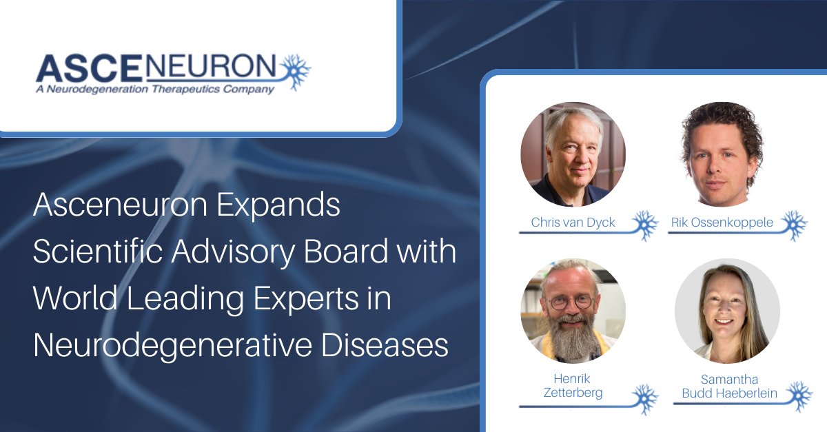 @asceneuron_sa expands its Scientific Advisory Board, with the appointments of Dr Samantha Budd Haeberlein, Henrik Zetterberg, @RikOssenkoppele , and Chris van Dyck, MD to support Phase II development of its lead asset ASN51 in #Alzheimers Disease. 👉asceneuron.com/news/asceneuro…