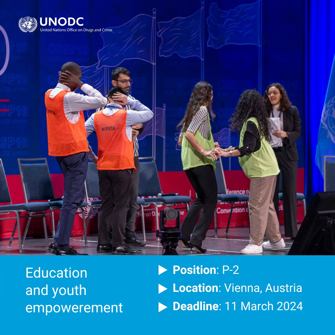 Working with and for youth! Join @UNODC's GRACE initiative — a Global Resource for Anti-Corruption Education and Youth Empowerment — and help foster a culture of rejection of corruption. 🗓️Apply by 11 March: careers.un.org/jobSearchDescr…