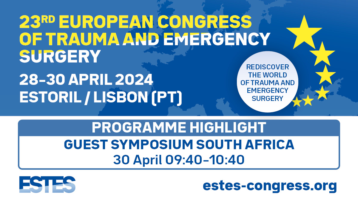 This year's guest nation at #ECTES2024 is South Africa.
A high profile international panel will be present in a dedicated symposium on the last day of the congress. 🖱️Take a look at the programme: programme.conventus.de/en/ectes-2024/…
#ESTES #TraumaSurg