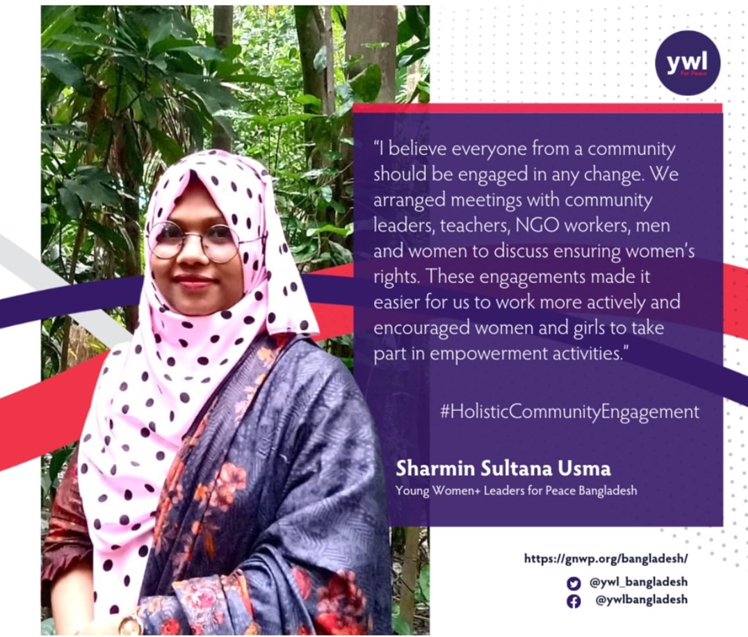 No one will be left behind.@gnwp_gnwp's YW+L Usma🇧🇩  is highly want #womeninclusion in any activities,Check out her opinion.... 
#EmpowerWomen #InvestInWomen #YoungWomenLead #YoungWomenLeaders
#ZeroDiscrimination #genderequity 
#womeninclusion