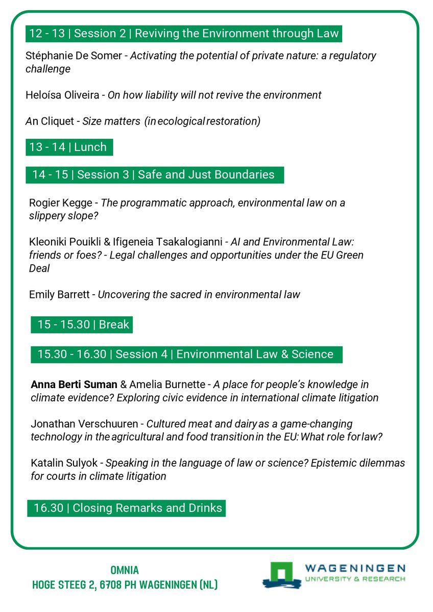 🎉Just 3 more weeks until our next annual conference!🎉 Join us as we explore what living environmental law means today, from climate litigation to transnational rule-making; and what living environment the law embodies, today and in the future. See you in Wageningen soon!