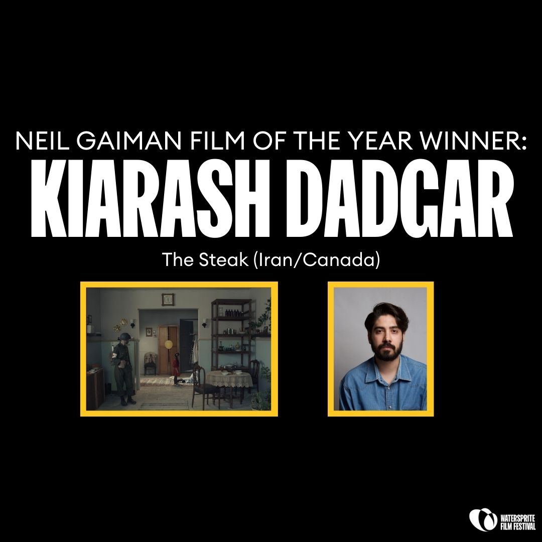 CONGRATULATIONS to the winner of our FILM OF THE YEAR AWARD with @neilhimself: Kiarash Dadgar with 'The Steak'! Thank you to @AmazonMGMStudio for sponsoring the Watersprite 2024 Awards Ceremony, which is available to view until March 8th at watersprite.org.uk/tickets