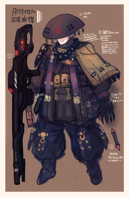 【タクティカル破戒僧】
「穢れを受け入れ共に生き界異と同化し、既存の世界秩序を破壊する」ことを掲げるカルト集団。
画像の男はその一例で増幅黒不浄弾を用いる特殊スナイパーライフルを愛用するネームドテロリスト(手配犯)。身体の各所に穢れによる界異化現象が発生している。
#タクティカル祓魔師 