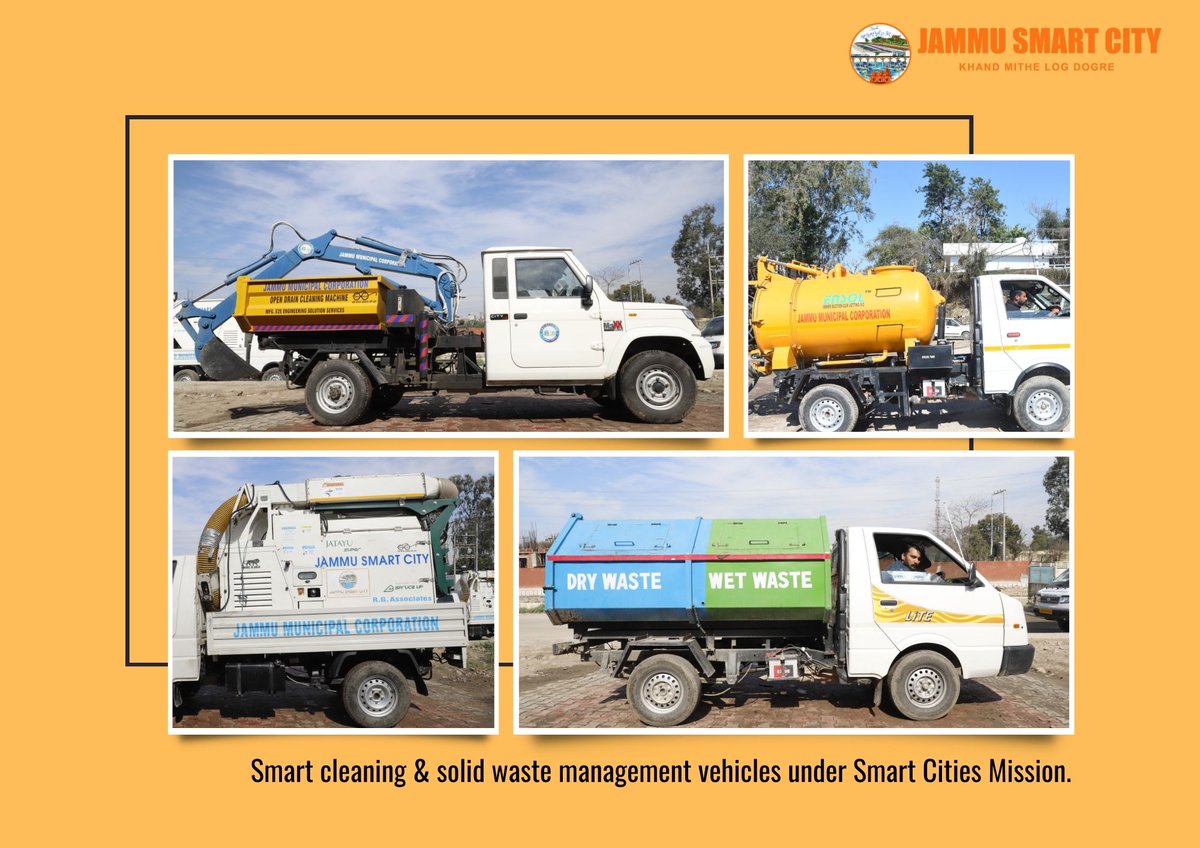 Smart cleaning & solid waste management vehicles under Smart Cities Mission.
@OfficeOfLGJandK
@SmartCities_HUA
@yaduvanshirahul
@RakeshKGupta_
@JPSinghJKAS
@AshishAnandTalk