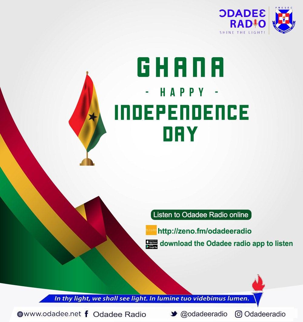 God bless our homeland Ghana 🇬🇭 and Make our Nation Great and Strong. #HappyIndependenceDay 

Listen Live to Ɔdadeɛ Radio 24/7 online Via the Zeno FM Radio App or download the 
Ɔdadeɛ Radio App. 

Ɔdadeɛ Radio - Shine the light