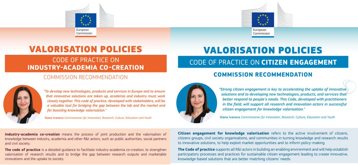 📢 New @EU_Commission Codes of Practice for #industryacademia co-creation and #citizenengagement for knowledge valorisation released!

▶️shorturl.at/lqRUW

#EuropeanResearchArea #ERA #Knowledgevalorisation #citizenscience #universitybusinesscooperation

@REA_research