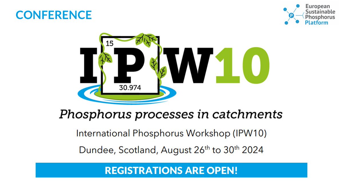 🚨Registrations for the 10th International Phosphorus Workshop #IPW10 are officially open!🚨 Also check the #sponsorship options here 👉 lnkd.in/eHx3ym34 or contact 📧 IPW10@hutton.ac.uk. All the conference information are available here 👉lnkd.in/eAwTgqb2