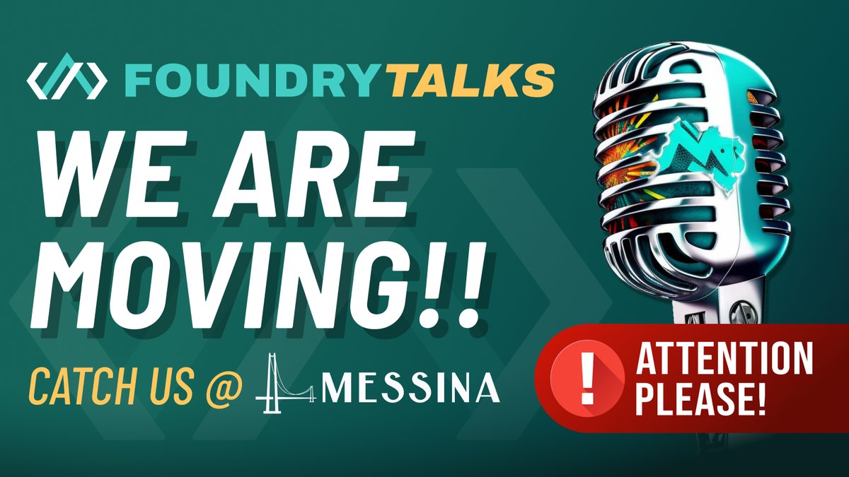 Algo Foundry (@algo_foundry) on Twitter photo Foundry Talks started in February 2023 with interviews and talks - we've had some great chats with fantastic guests. We recently shifted to a more open podium and community space, and plan to continue to expand on this format under the <a href="/MessinaOne/">Messina.One</a> flag.
Catch you there tomorrow! Foundry Talks started in February 2023 with interviews and talks - we've had some great chats with fantastic guests. We recently shifted to a more open podium and community space, and plan to continue to expand on this format under the <a href="/MessinaOne/">Messina.One</a> flag.
Catch you there tomorrow!