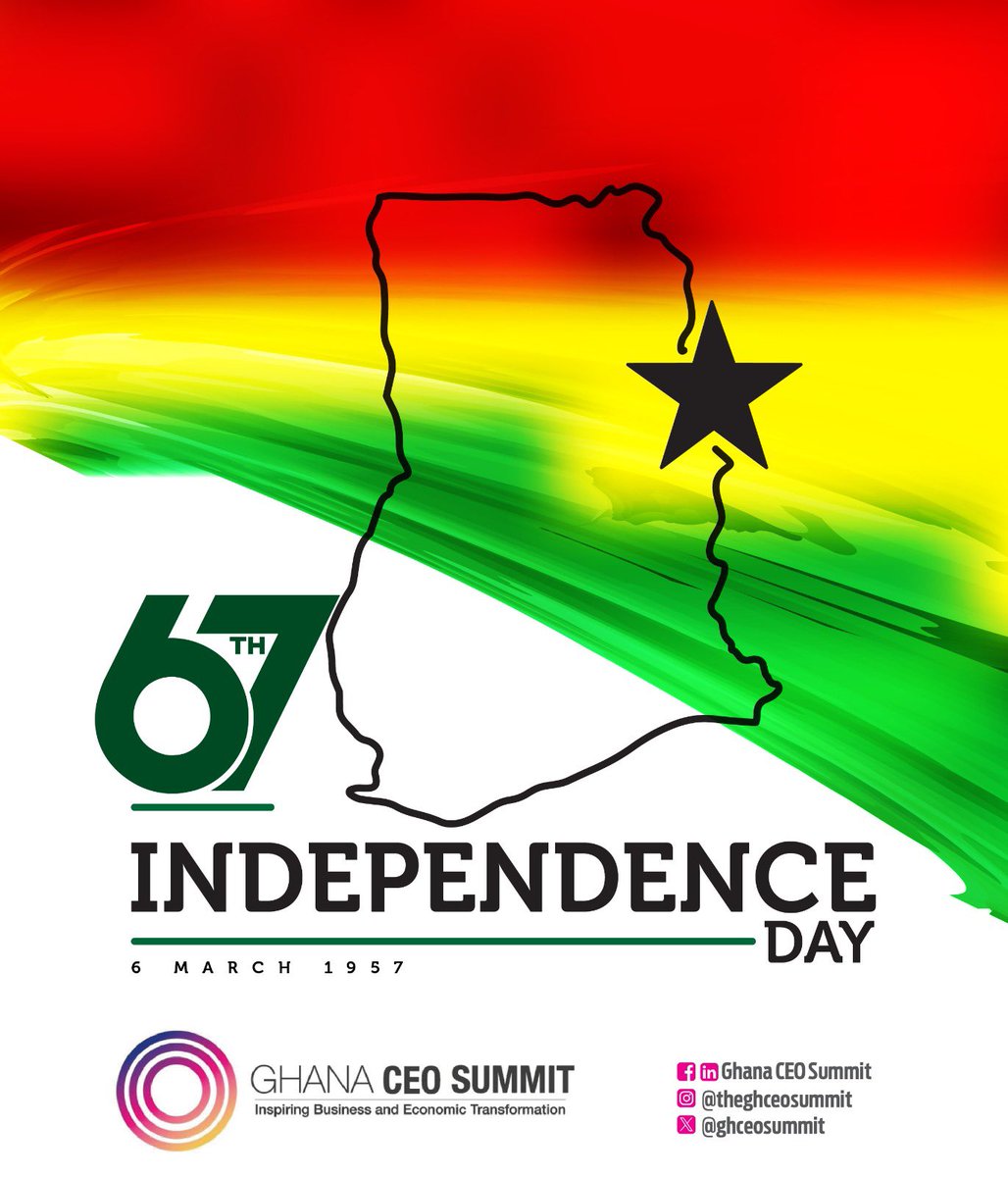 At the Ghana CEO Summit we honor the spirit of independence by empowering CEOs to lead with innovation and impact. Join us in shaping a future for Ghana’s business landscape
#GhanaAt67 
#8thceosummit