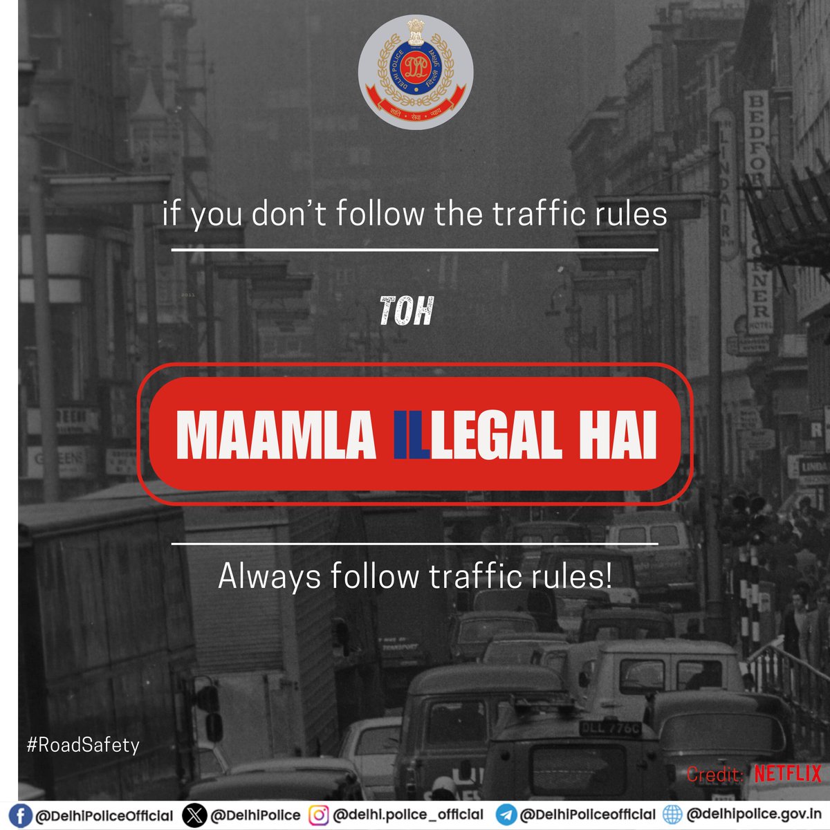 Always follow traffic rules.
If you don't... then maamla illegal hai.

#RoadSafety
#MaamlaLegalHai