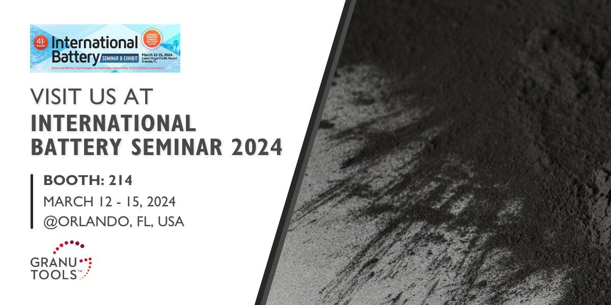 Stephane Caubergh, Ph.D. and Giuseppe Del Sorbo, Ph.D., will attend International #battery Seminar 2024 on March 12-15, 2024. 

📃 They will give a poster #presentation there! 

🤝🏻 They will gladly welcome you at Booth 214 with our #equipment. 

More info:
granutools.com/en/news/299_in…