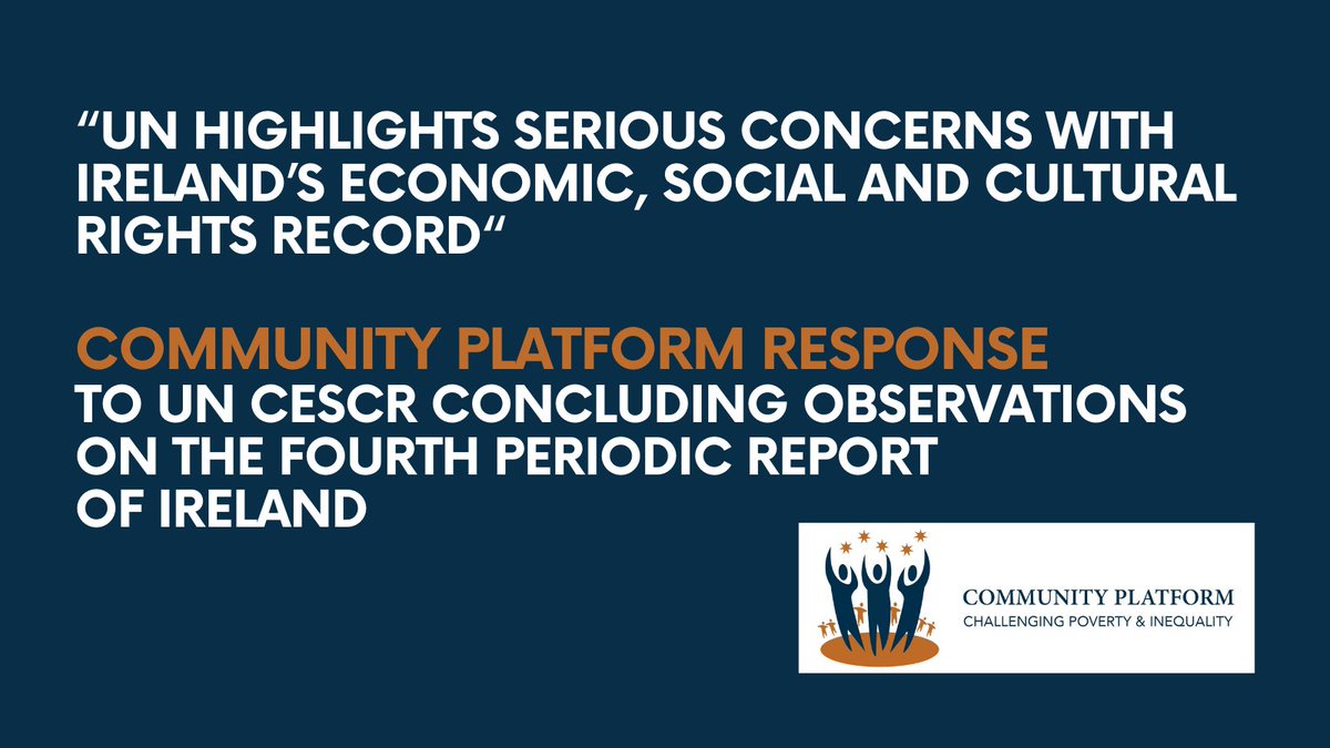 The UN #CESCR concluding observations on Ireland outline key issues the State must address to tackle poverty &amp; social exclusion &amp; protect the economic, social &amp; cultural rights of the most marginalised &amp; disadvantaged groups in society.

Read our response: bit.ly/48HIvL2