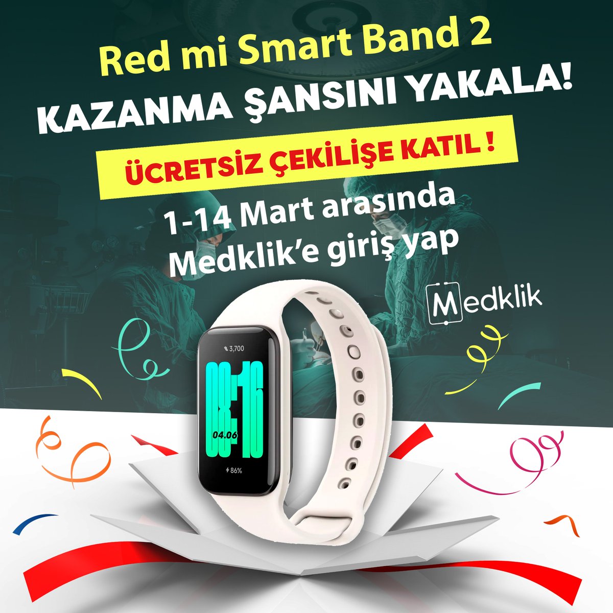 🎉Medklik 14 Mart Özel Çekilişi-2

🎁Redmi Akıllı Saat

📢Çekilişe katılmak için yapmanız gerekenler ⬇

* Medklik uygulamasına üye olmak,  

* 1-14 Mart tarihleri arasında Medklik uygulamasına giriş yapmak yeterli

#nedenmedklik #14marttıpbayramı #14mart #çekiliş