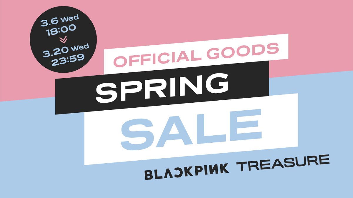 weverseshop's tweet photo. #BLACKPINK (@BLACKPINK) 
#TREASURE (@yg_treasure_jp) 
「SPRING SALE」のお知らせ！

Weverse Shop JAPANで「SPRING SALE」実施中！
ぜひお見逃しなく！

1⃣先行販売 
👉BLINK & TREASURE MAKER MEMBERSHIP (JP) 会員
📅3月6日(水) 18:00 ～ 3月10日(日) 23:59

2⃣ 一般販売
📅3月12日(火) 18:00 ～ 3月20日(水) 23:59

🛒BLACKPINK : https://t.co/hg5oHfwwwp
🛒TREASURE : https://t.co/DNIyGN4dvx
#WeverseShop