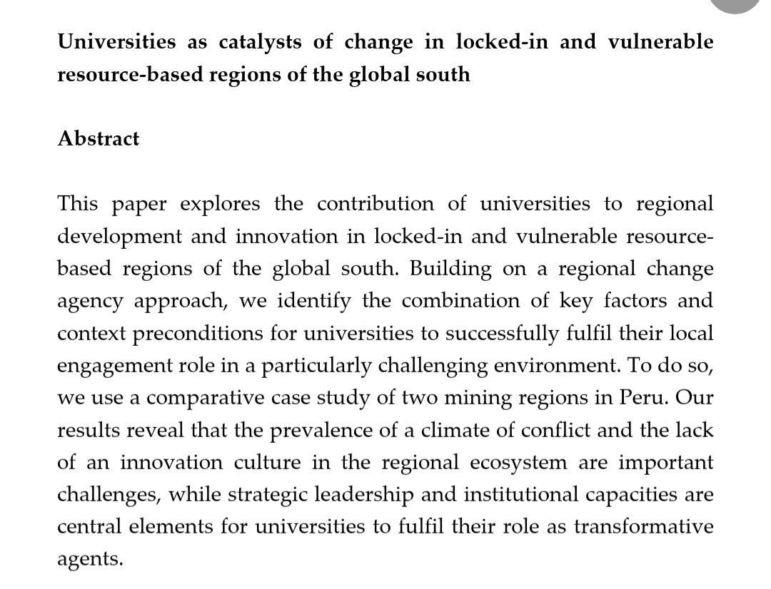 Stay tuned for our forthcoming paper accepted <a href="/RegionalStudies/">Regional Studies - @regionalstudies.bsky.social</a> where we analyse the role of universities in left behind regions in developing countries. With <a href="/euyarra/">Elvira Uyarra 🐝</a> <a href="/jguimon/">José Guimón</a> and <a href="/JoseMedina_B/">José Luis Medina 🇵🇪</a>