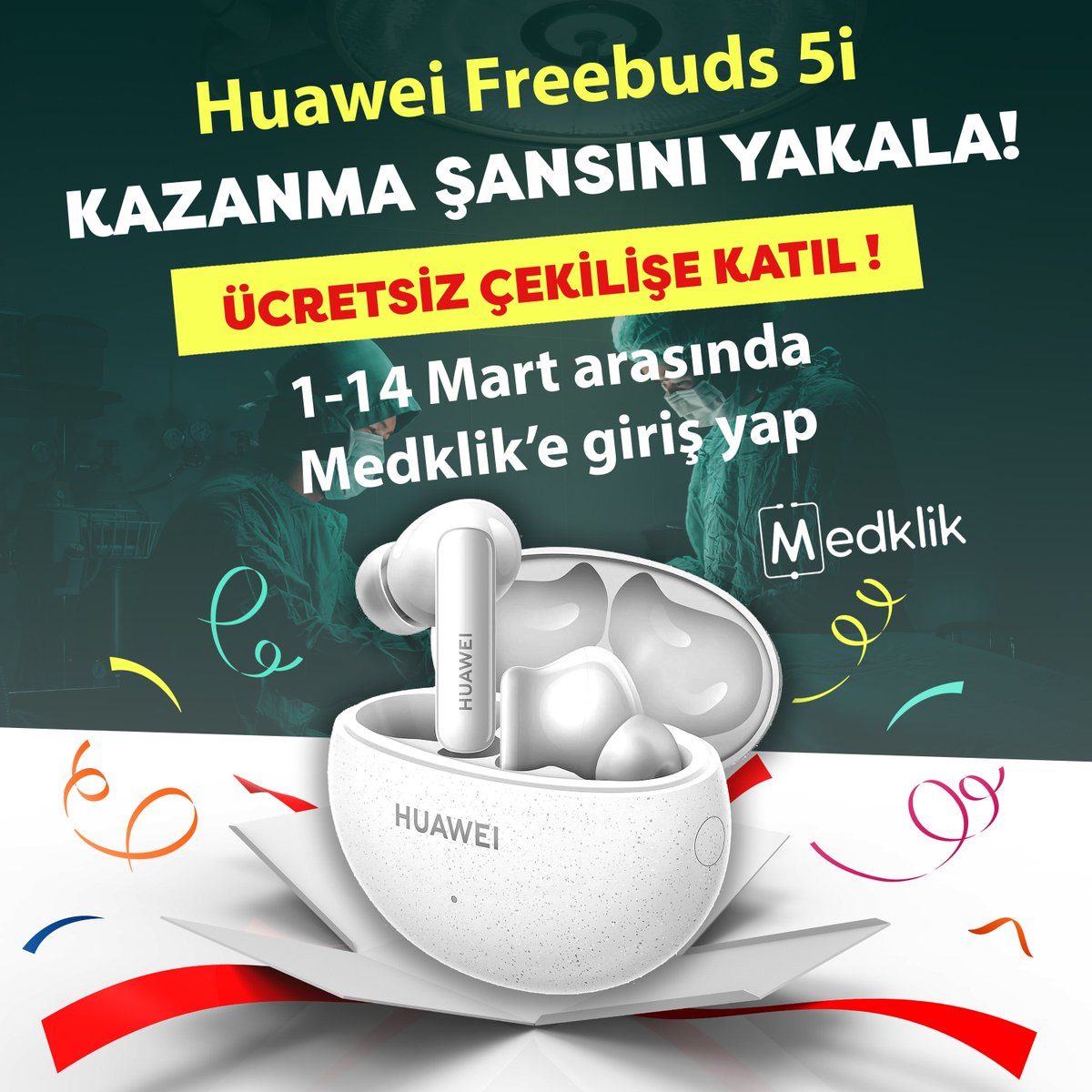 🎉Medklik 14 Mart Özel Çekilişi-1

🎁Huawei Bt Kulaklık

📢Çekilişe katılmak için yapmanız gerekenler ⬇

* Medklik uygulamasına üye olmak,

* 1-14 Mart tarihleri arasında Medklik uygulamasına giriş yapmak yeterli

#nedenmedklik #14marttıpbayramı #14mart #çekiliş