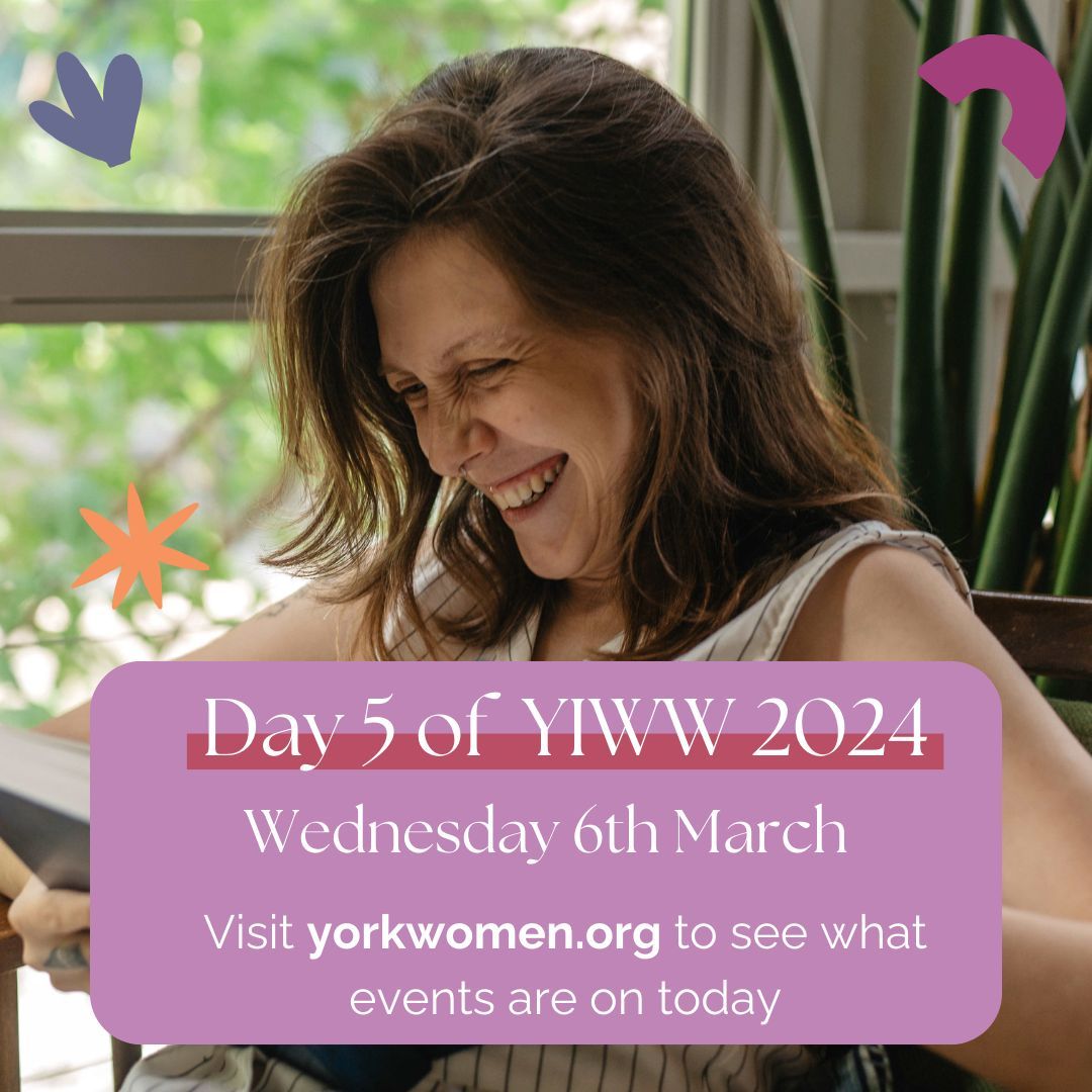 Day 5 of #YIWW2024 🧘‍♀️ Treat yourself to some self-care in the day with wellbeing sessions: and in the evening, head over to Rowntree Park to discuss how we can make green spaces safe for women and girls🌳 

Find all the event details on our website yorkwomen.org.uk ⭐