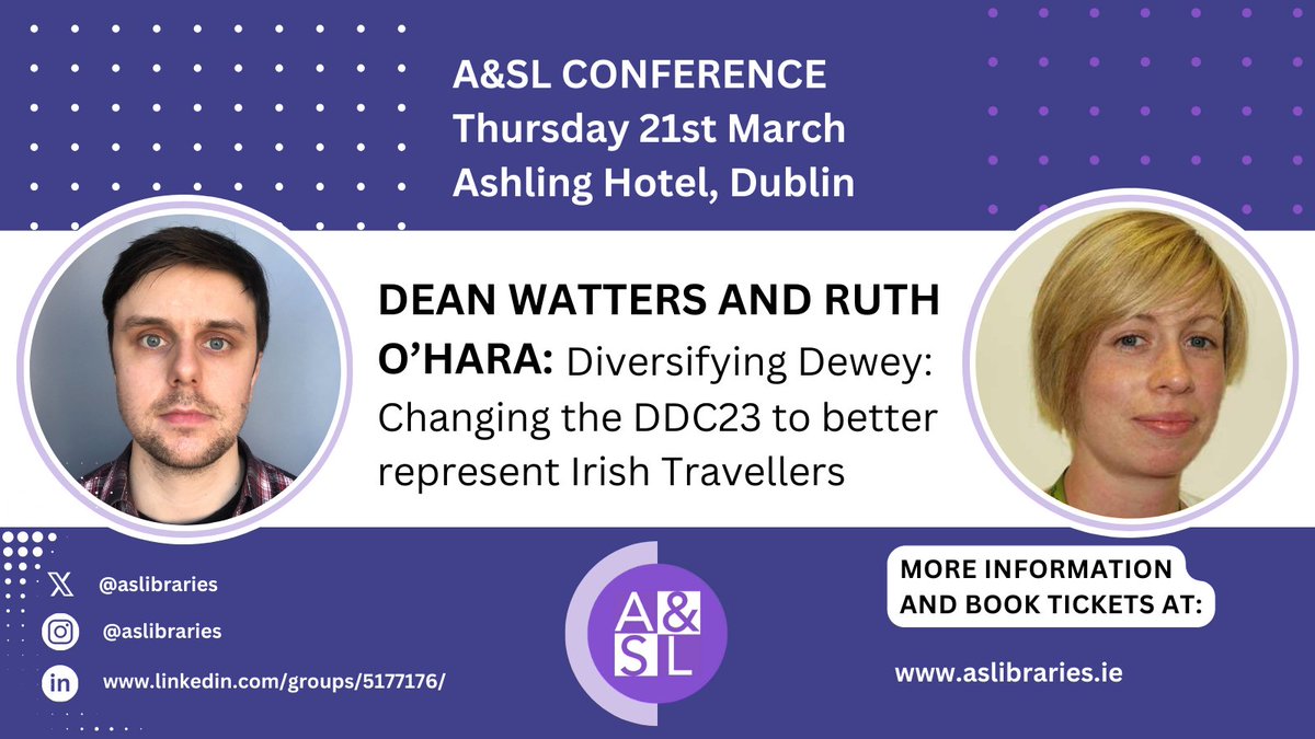 Just over 2 weeks to go until we return with #ASL2024 on 21 March! Book now to learn how librarians are fighting discrimination, exclusion and stereotyping in this inspiring talk by @dean_watters and @OHaraRu. Find more information and book your ticket at aslibraries.ie