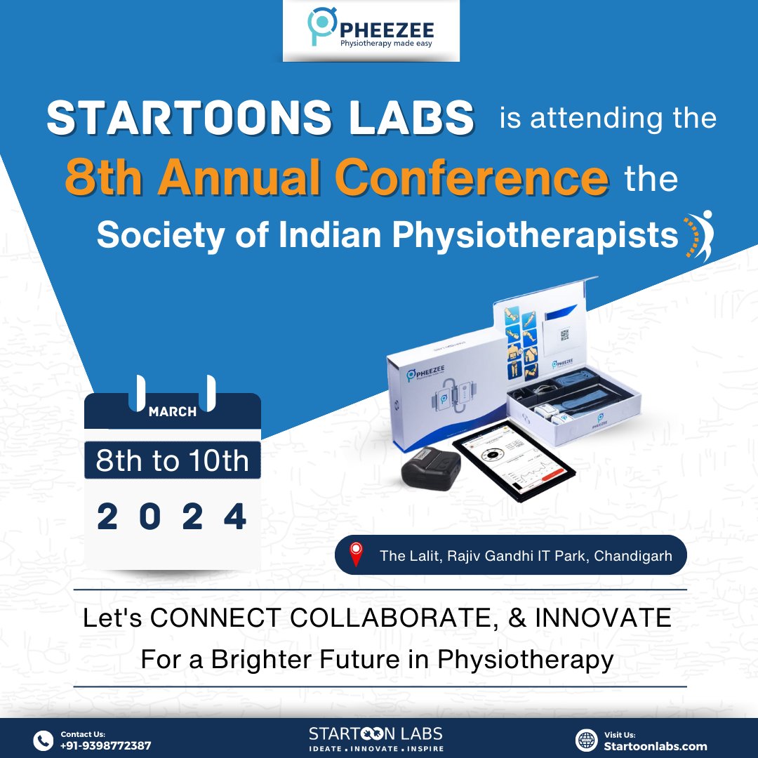 Excited to be part of the 8th Annual Conference by the Society of IndianPhysiotherapists! 
#PhysiotherapyConference #IndianPhysiotherapists #HealthTech #MedicalInnovation #PhysioCare #ConferenceLife #MedicalEvent #ChandigarhEvents #startoonlabs #pheezee #iso13485 #iso9001