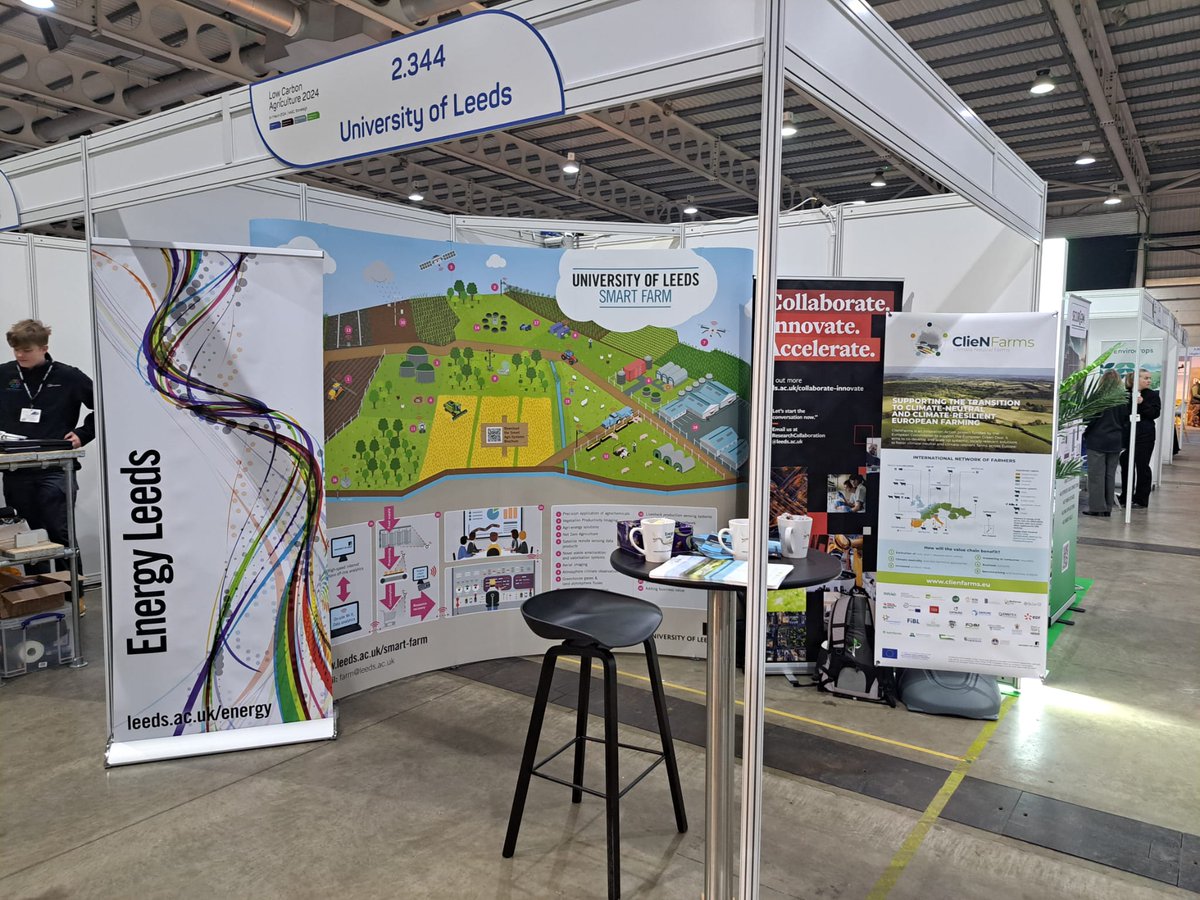 We are exhibiting at the #LowCarbonAgriculture Show today and tomorrow! Drop by to learn about our innovative solutions to decarbonise the farming and energy sectors including our Net Zero Agriculture Living Lab at the @UniversityLeeds Research Farm. 👉Hall 2, stand 344.
