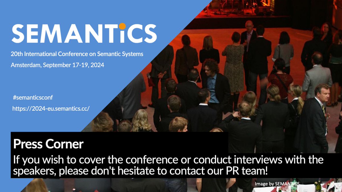 Interested in covering the latest insights or interviewing our esteemed speakers? 🎙️Reach out to our PR team! 
2024-eu.semantics.cc/page/press
#SemanticsConf #Semantics2024 #Amsterdam #PressCorner