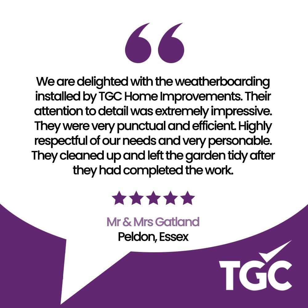 TGC_Essex's tweet image. ★★★★★ What are our customers saying? Here&apos;s a lovely review from Mr &amp;amp; Mrs Gatland, after we installed weatherboard cladding on their beautiful property in Peldon, Essex.

#customerreview #weatherboardcladding #homeimprovementsessex #essexbusiness