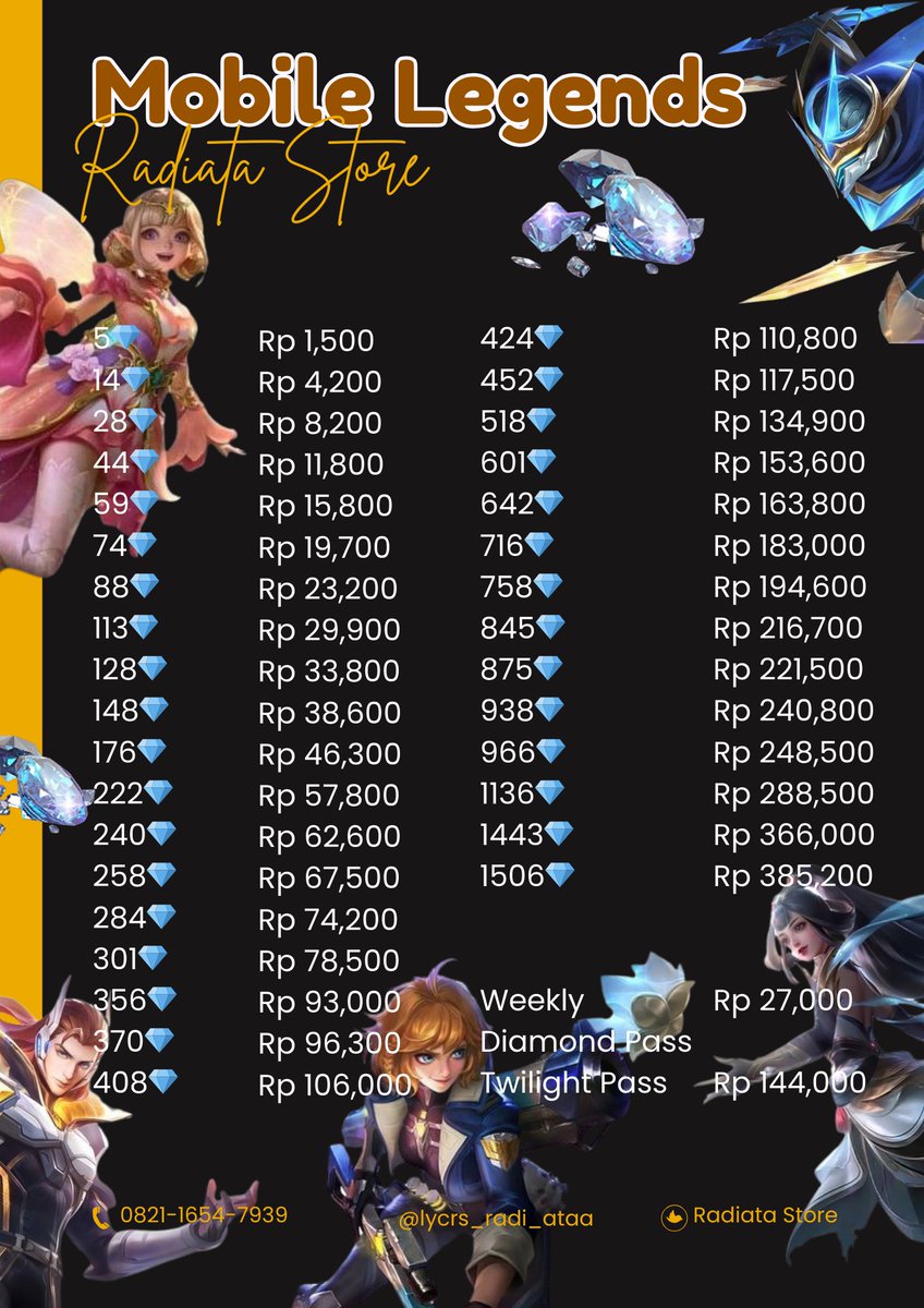 Skin Aspirant 3.0 Lesley “Deadeye Spectre” dan Change “Tech Tensai” secara resmi hadir mulai 04 Maret sampe 03 April 2024.
Kumpulkan semua hadiahnya dan ayo Miliki skin nya sekarang!
So tunggu apalagi?Top up MLBB di Radiata Store sekarang juga!
#zonauang #zonajajan #MobileLegends