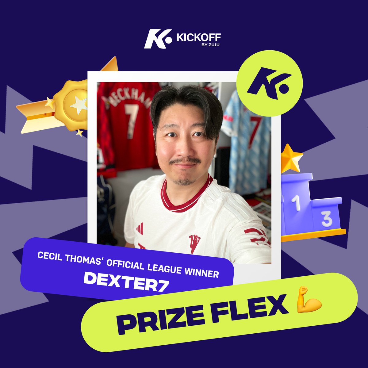 kickoffbyzuju's tweet image. 𝐏𝐑𝐈𝐙𝐄 𝐅𝐋𝐄𝐗 💪Dexter7 won Manchester United’s 23/24 Third kit by topping Cecil Thomas’ Official League! Congratulations!

We have MANY more prizes up for grabs! Join our free-to-play prediction leagues NOW: bit.ly/ZujuAvailableL…

#KickoffbyZuju #PredictionLeagues