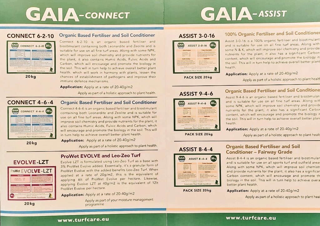 @TurfCareTom @ScotsturfShow Some of the new GAIA ranges we are excited to bring to the market for 2024 are GAIA Connect and GAIA Assist. Evolve LZT which combines LeoZeo with ProWet Evolve is already proving to be very popular. #TurfCare3PA
